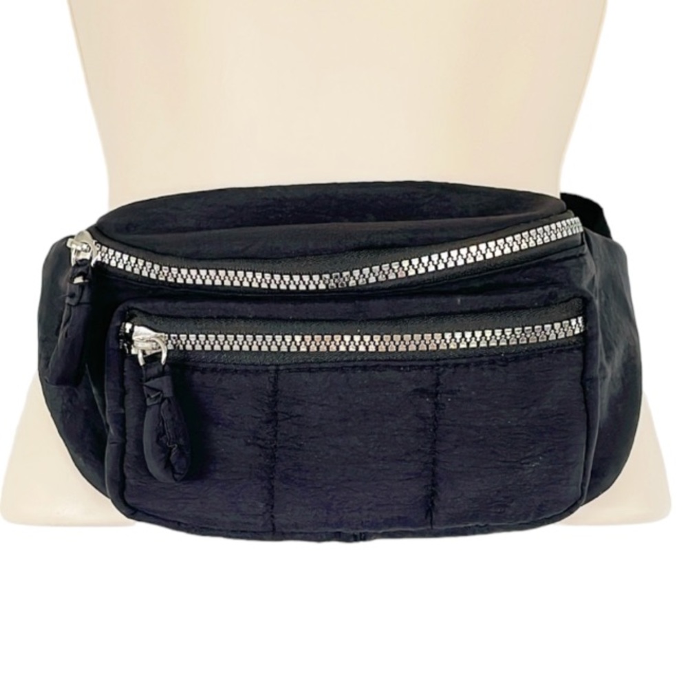 Primark black adjustable length zip closure belt bag